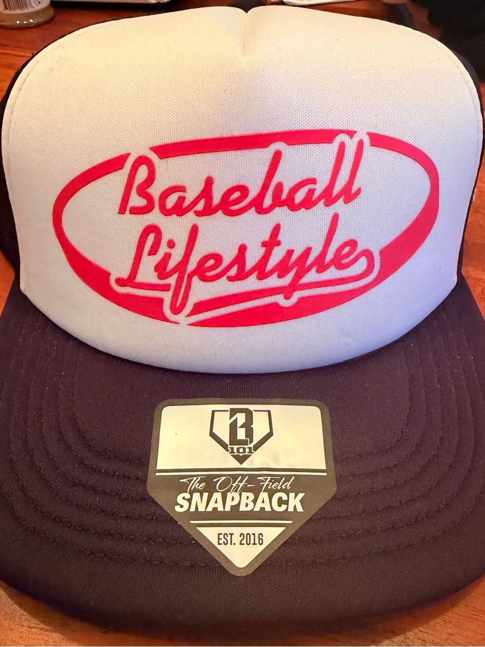 Baseball Lifestyle Snapback Hat - White & Brown